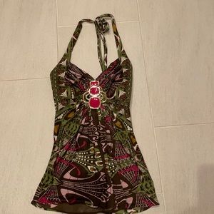 Tropical Print Halter Top